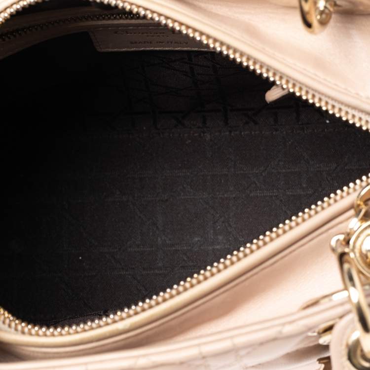 Pre Owned Dior Beige Cannage Leather Medium Lady Dior Tote 