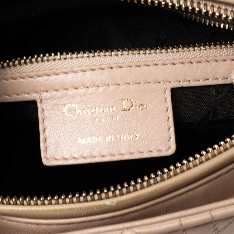Pre Owned Dior Beige Cannage Leather Medium Lady Dior Tote 