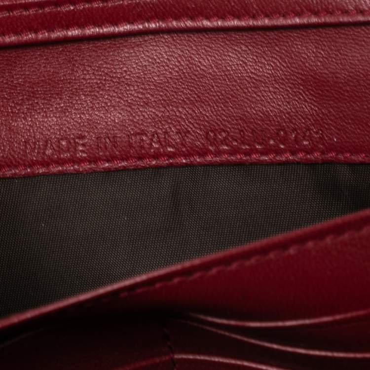 Pre Owned Dior Dark Red Cannage Leather Lady Dior Continental Wallet