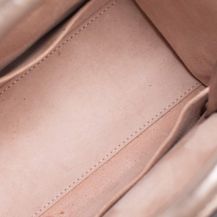 Pre Owned Dior Metallic Light Pink Pebbled Leather Mini Diorever Tote