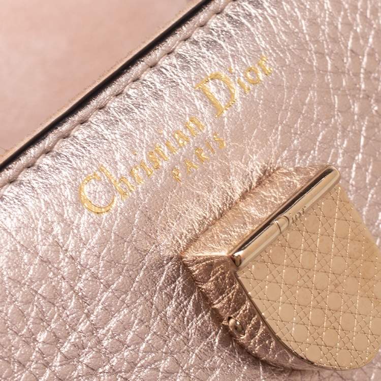 Pre Owned Dior Metallic Light Pink Pebbled Leather Mini Diorever Tote