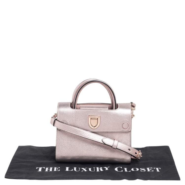 Pre Owned Dior Metallic Light Pink Pebbled Leather Mini Diorever Tote