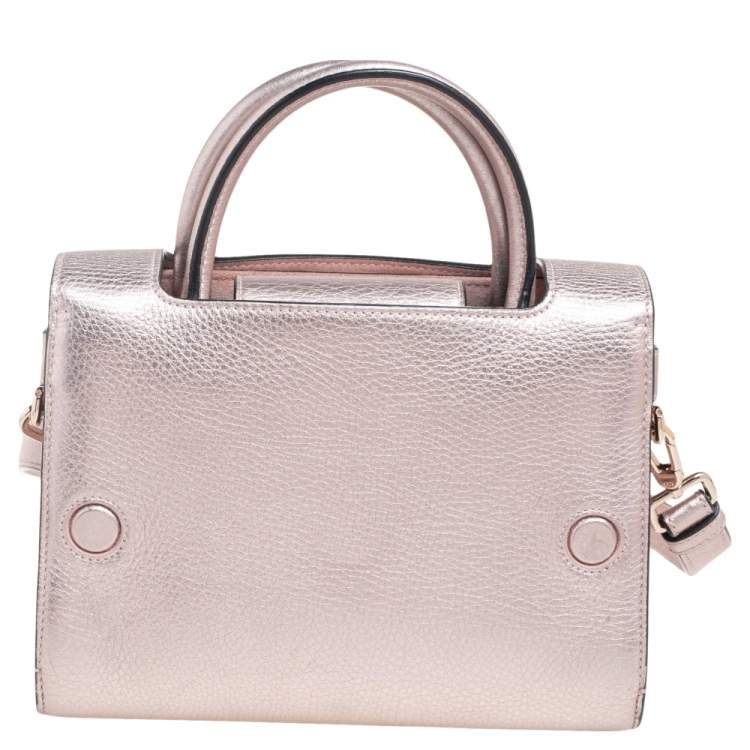 Pre Owned Dior Metallic Light Pink Pebbled Leather Mini Diorever Tote