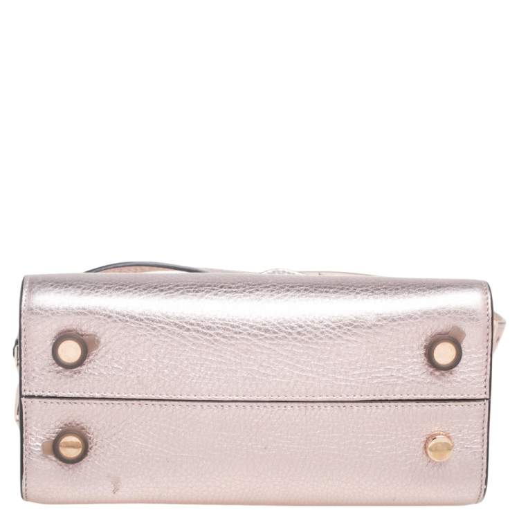 Pre Owned Dior Metallic Light Pink Pebbled Leather Mini Diorever Tote