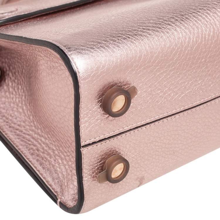Pre Owned Dior Metallic Light Pink Pebbled Leather Mini Diorever Tote