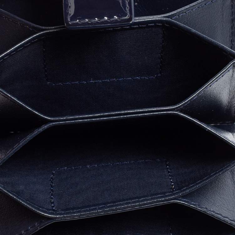 Pre Owned  Dior Dark Blue Cannage Patent Leather Lady Dior Gusset Card Case 