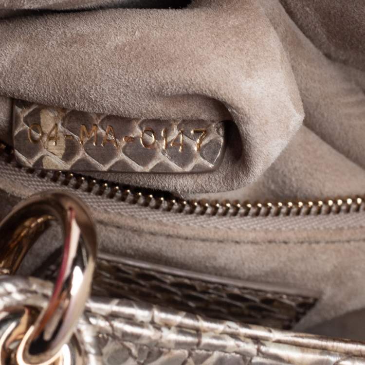 Pre Owned Dior Beige/Gold Python Mini Lady Dior Chain Tote