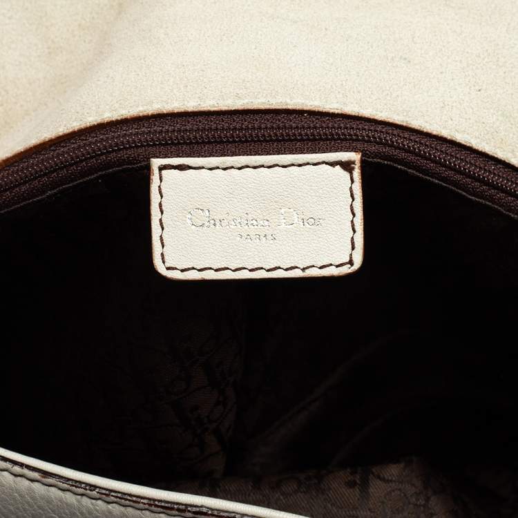 Pre Owned Dior White Leather Front Pocket Saddle Bag
