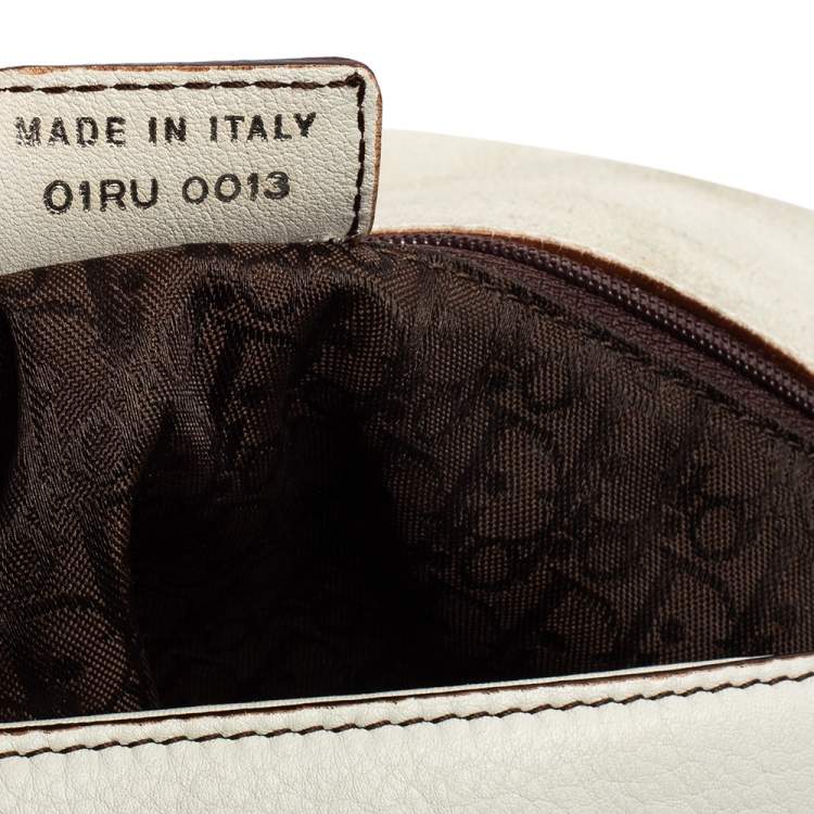 Pre Owned Dior White Leather Front Pocket Saddle Bag