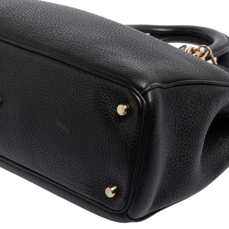 Pre Owned Dior Black Leather Medium Diorissimo Shopper Tote