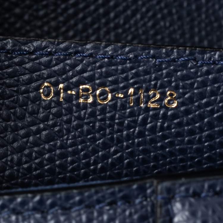 Pre Owned Dior Navy Blue Grained Leather Saddle Bag