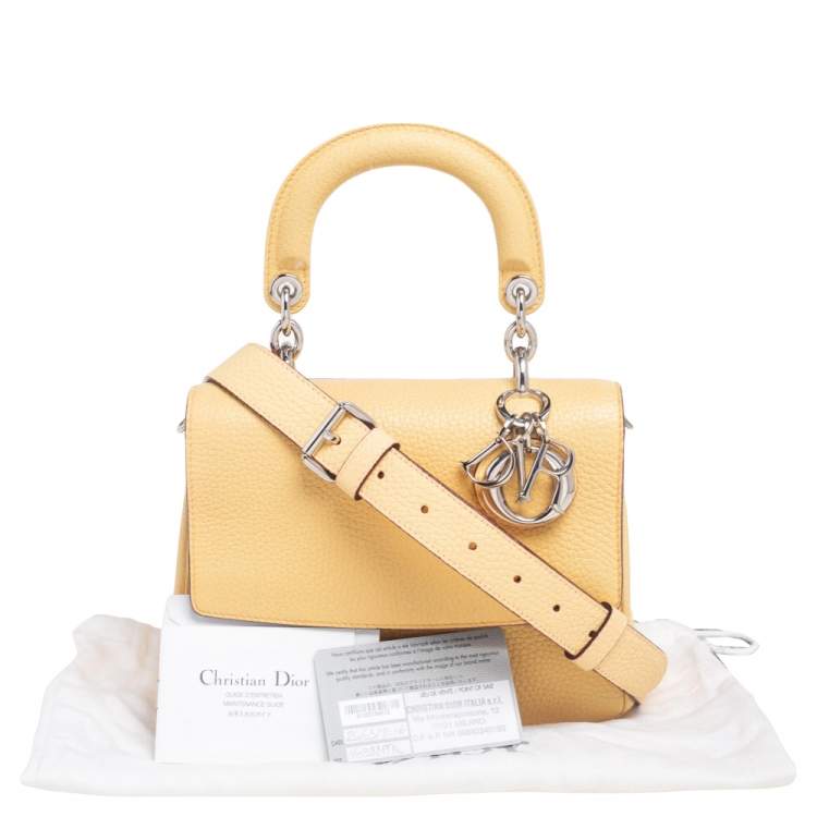 Pre Owned Dior Light Yellow Leather Mini Be Dior Top Handle Bag