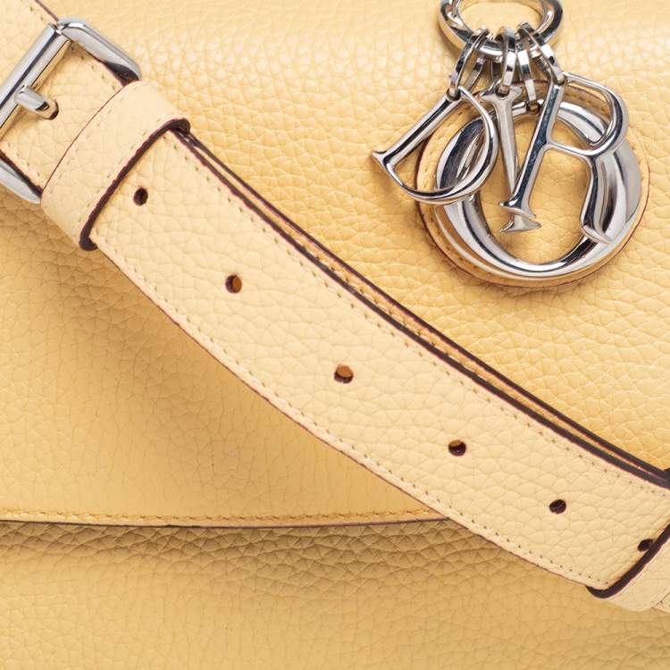 Pre Owned Dior Light Yellow Leather Mini Be Dior Top Handle Bag