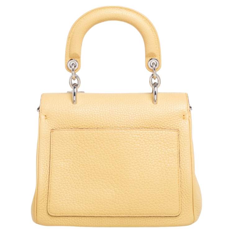 Pre Owned Dior Light Yellow Leather Mini Be Dior Top Handle Bag