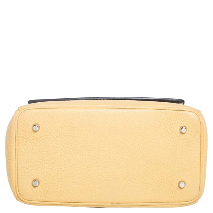 Pre Owned Dior Light Yellow Leather Mini Be Dior Top Handle Bag