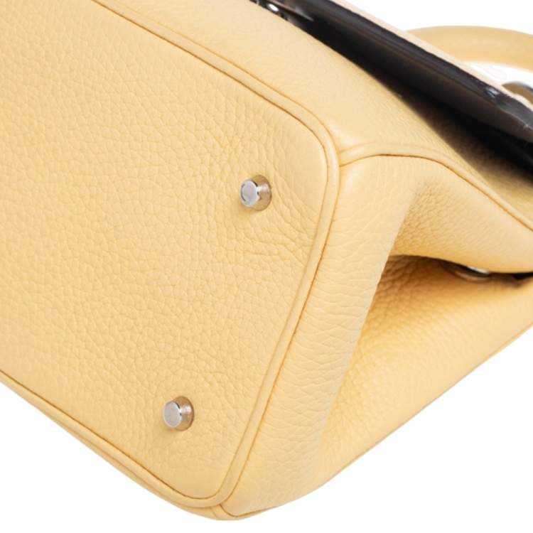 Pre Owned Dior Light Yellow Leather Mini Be Dior Top Handle Bag