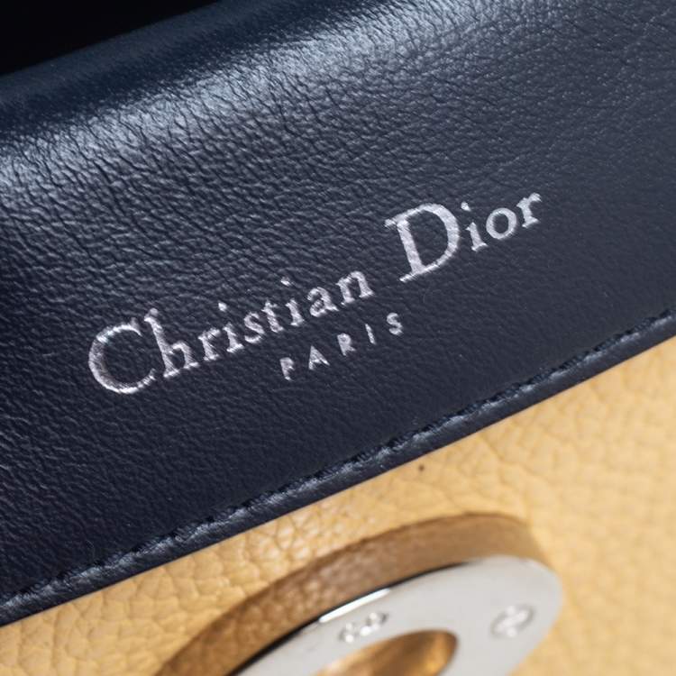 Pre Owned Dior Light Yellow Leather Mini Be Dior Top Handle Bag