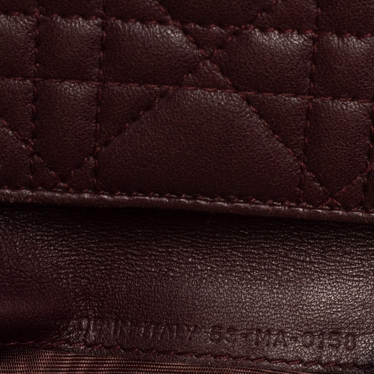 Pre Owned Dior Burgundy Cannage Leather Lady Dior Wallet