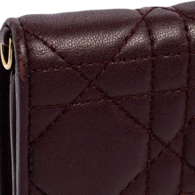 Pre Owned Dior Burgundy Cannage Leather Lady Dior Wallet