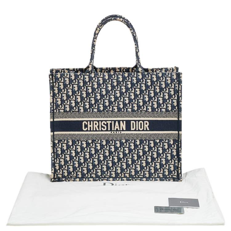 Pre Owned Dior Blue Oblique Canvas Book Tote