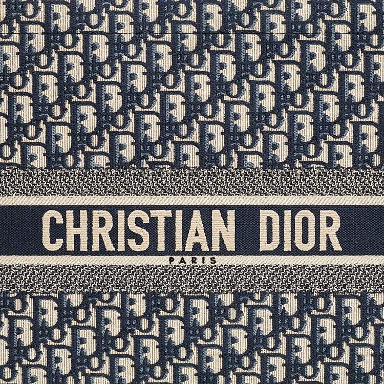 Pre Owned Dior Blue Oblique Canvas Book Tote