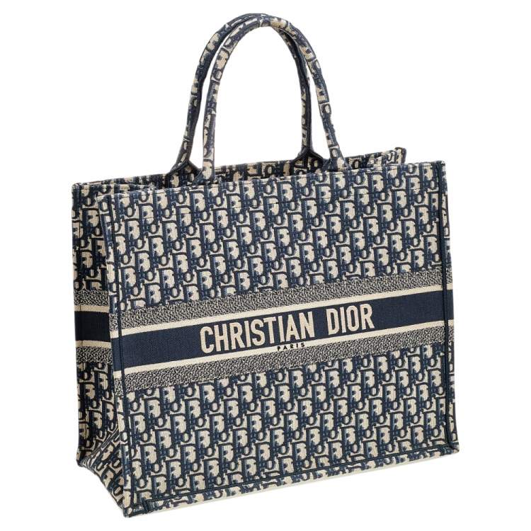 Pre Owned Dior Blue Oblique Canvas Book Tote