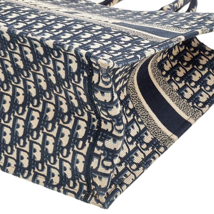 Pre Owned Dior Blue Oblique Canvas Book Tote