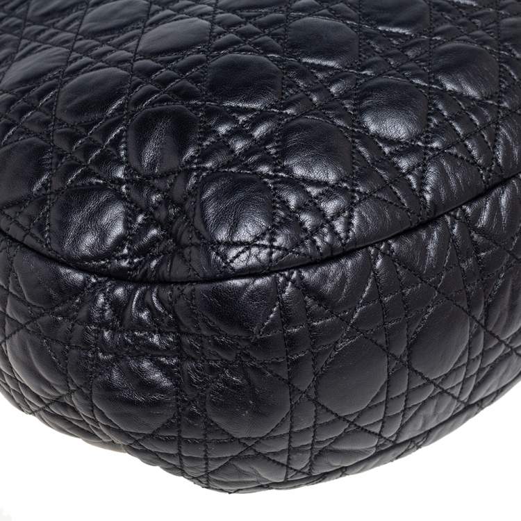 Pre Owned Dior Black Quilted Cannage Soft Leather Large Hobo