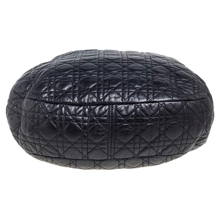 Pre Owned Dior Black Quilted Cannage Soft Leather Large Hobo