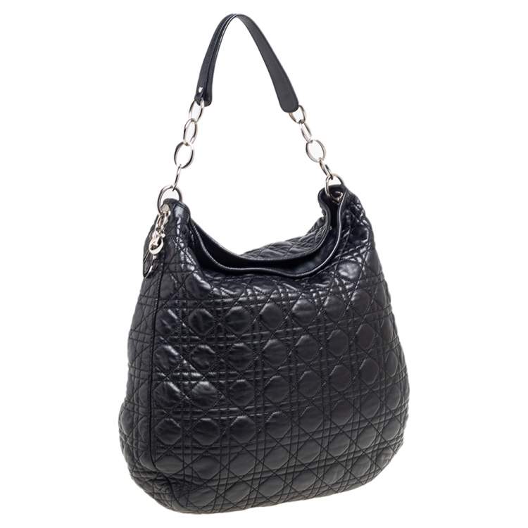 Pre Owned Dior Black Quilted Cannage Soft Leather Large Hobo