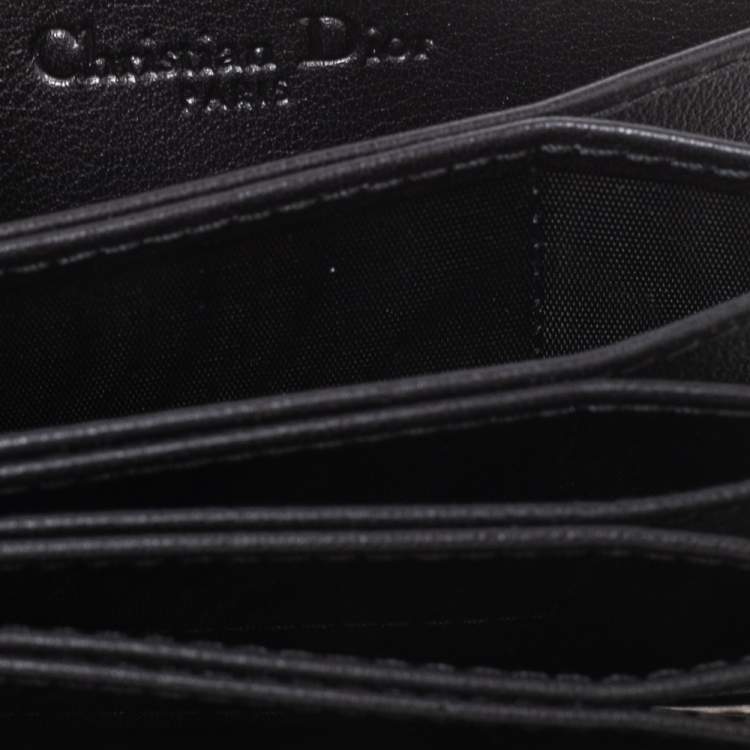 Pre Owned Dior Black Cannage Patent Leather Lady Dior 5 Gusset Card Holder