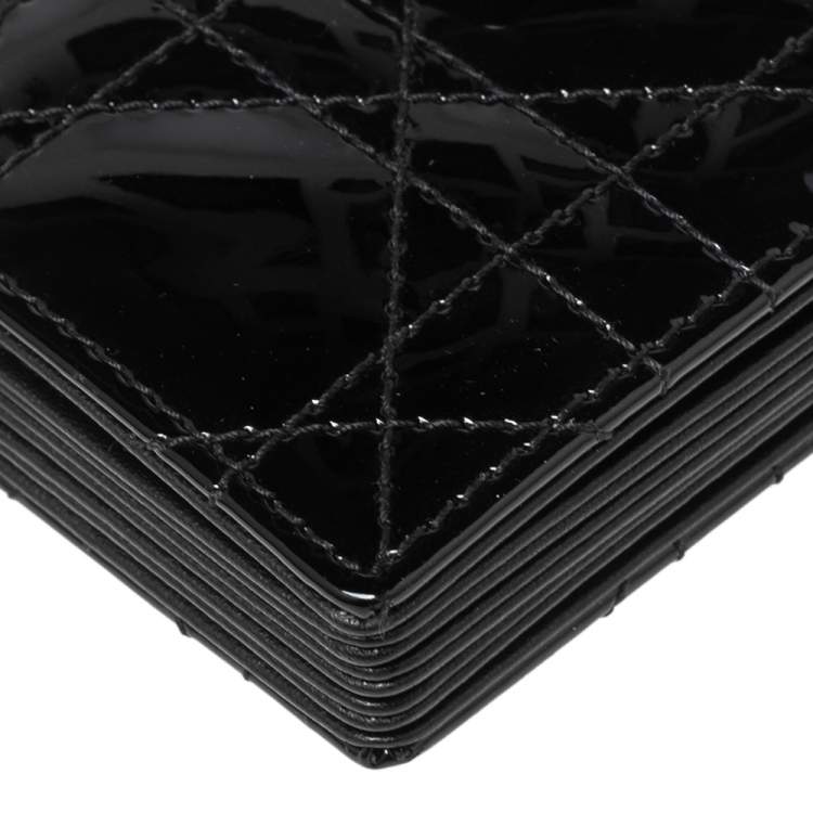 Pre Owned Dior Black Cannage Patent Leather Lady Dior 5 Gusset Card Holder