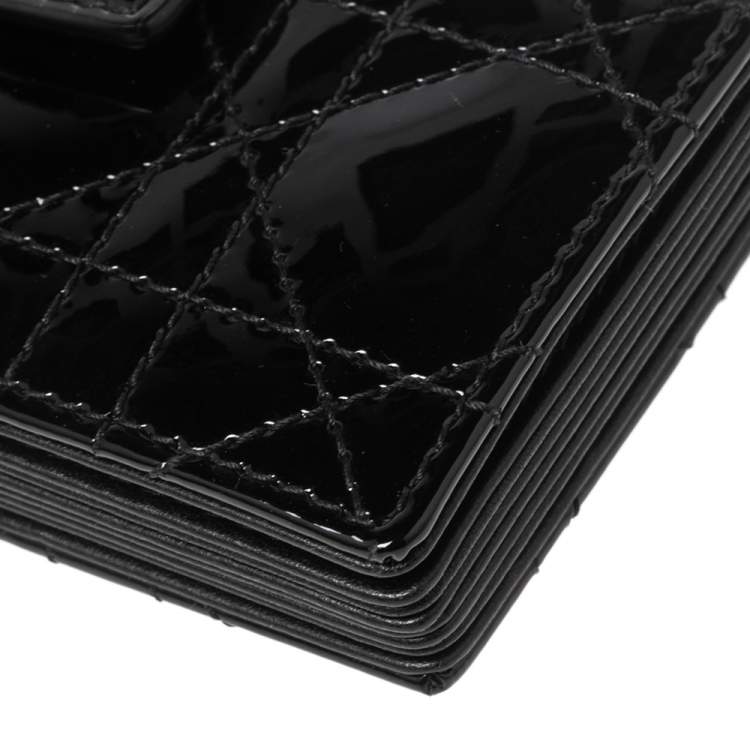 Pre Owned Dior Black Cannage Patent Leather Lady Dior 5 Gusset Card Holder