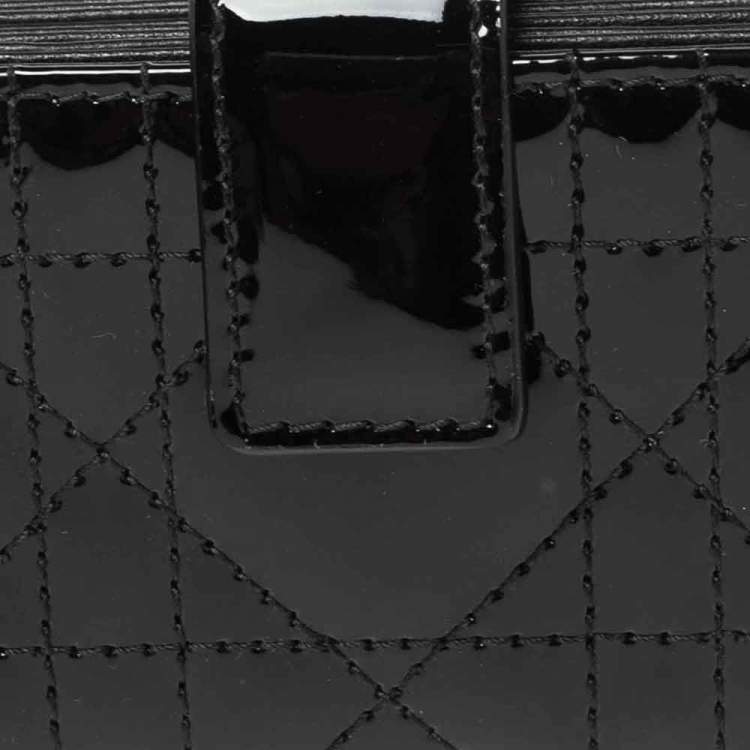 Pre Owned Dior Black Cannage Patent Leather Lady Dior 5 Gusset Card Holder