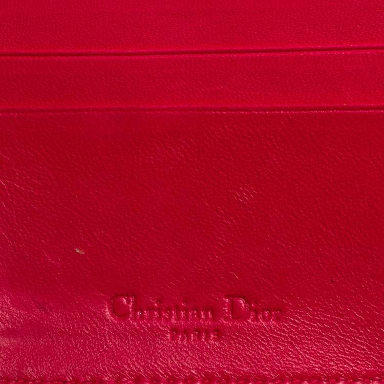 Pre Owned Dior Pink Cannage Leather Zip Around Organizer Wallet