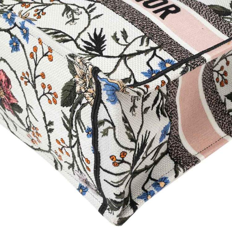 Pre Owned Dior Multicolor Rosa Mutabilis Embroidered Canvas Book Tote