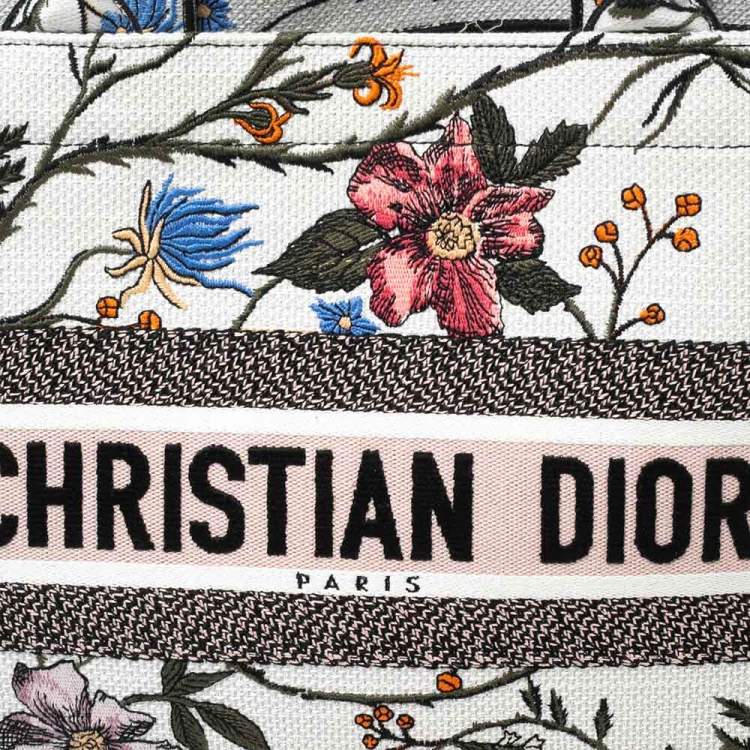 Pre Owned Dior Multicolor Rosa Mutabilis Embroidered Canvas Book Tote