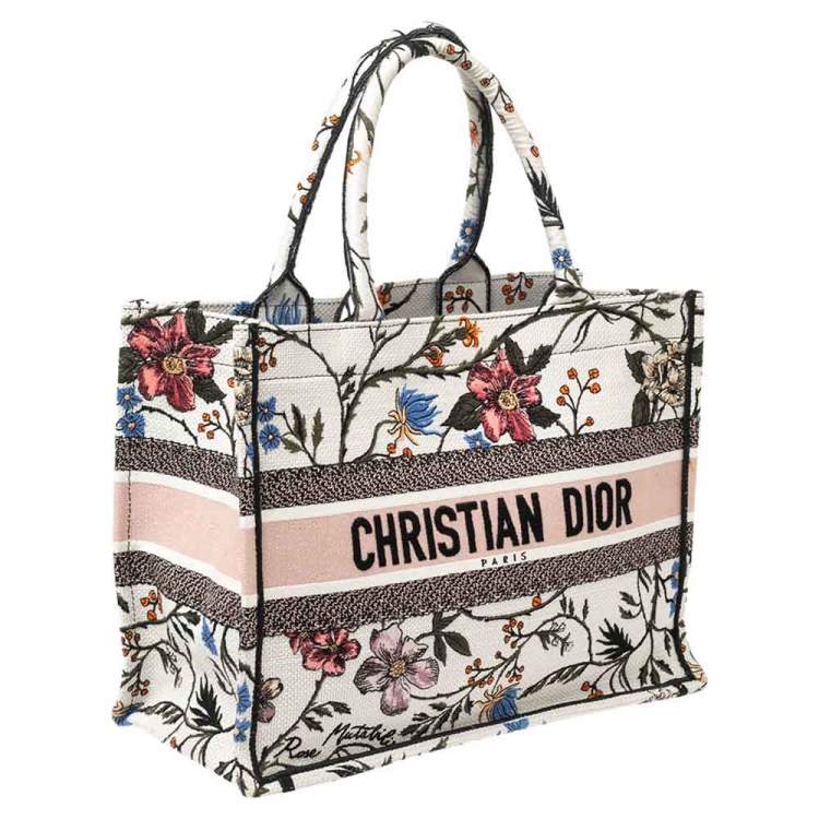 Pre Owned Dior Multicolor Rosa Mutabilis Embroidered Canvas Book Tote