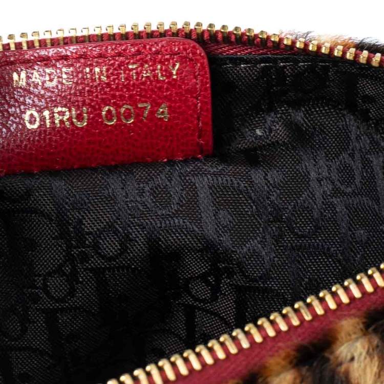 Pre Owned Dior Brown Leopard Print Pony Hair Two-Way Saddle Bag