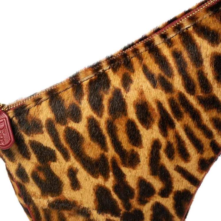 Pre Owned Dior Brown Leopard Print Pony Hair Two-Way Saddle Bag