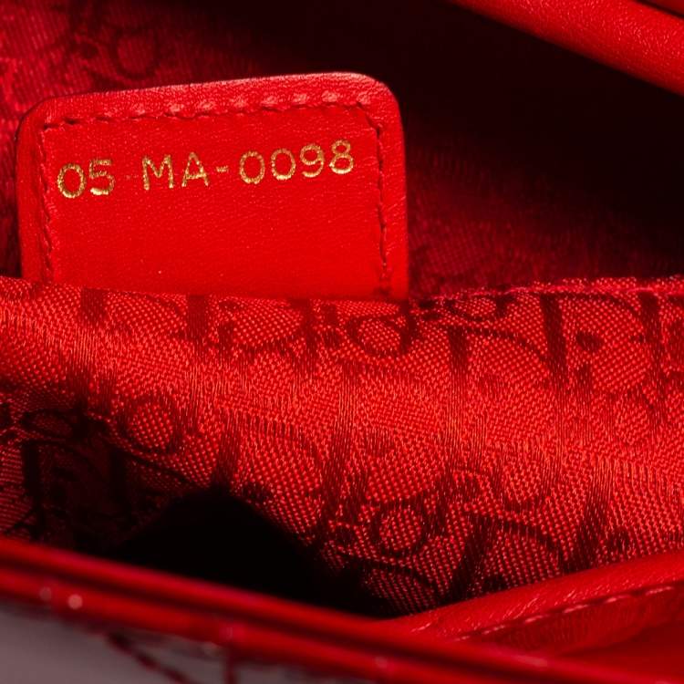 Pre Owned Dior Red Ultramatte Cannage Quilted Patent Leather Large Lady Dior Tote