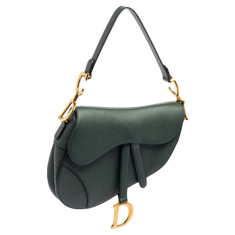 مملوكة مسبقًا Dior Green Leather Saddle Bag