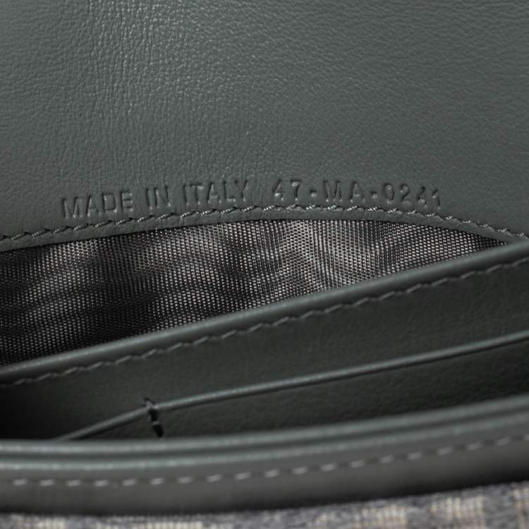 Pre Owned Dior Grey Oblique Jacquard Canvas Saddle Long Wallet w/Chain