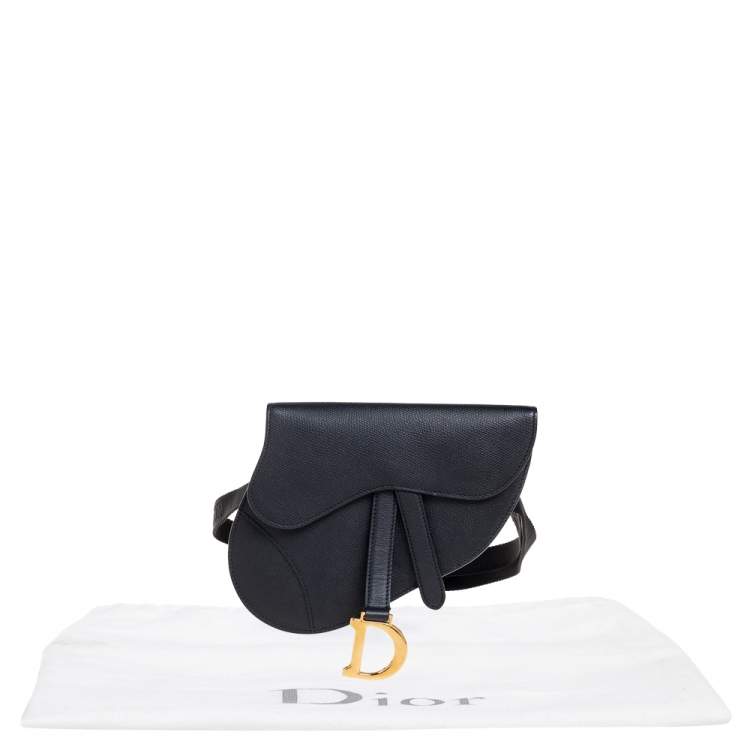 Pre Owned Dior Black Leather Saddle Belt Bag