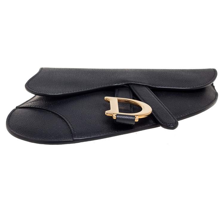 Pre Owned Dior Black Leather Saddle Belt Bag