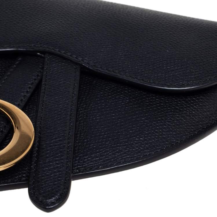 Pre Owned Dior Black Leather Saddle Belt Bag