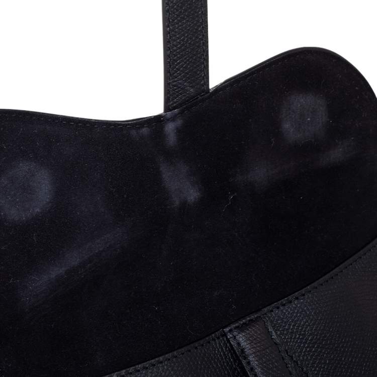 Pre Owned Dior Black Leather Saddle Belt Bag