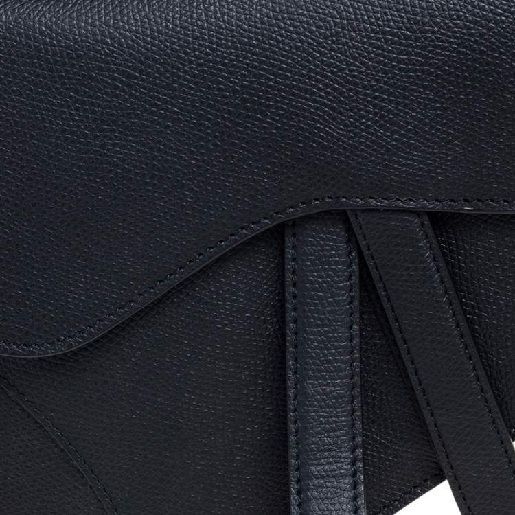 Pre Owned Dior Black Leather Saddle Belt Bag