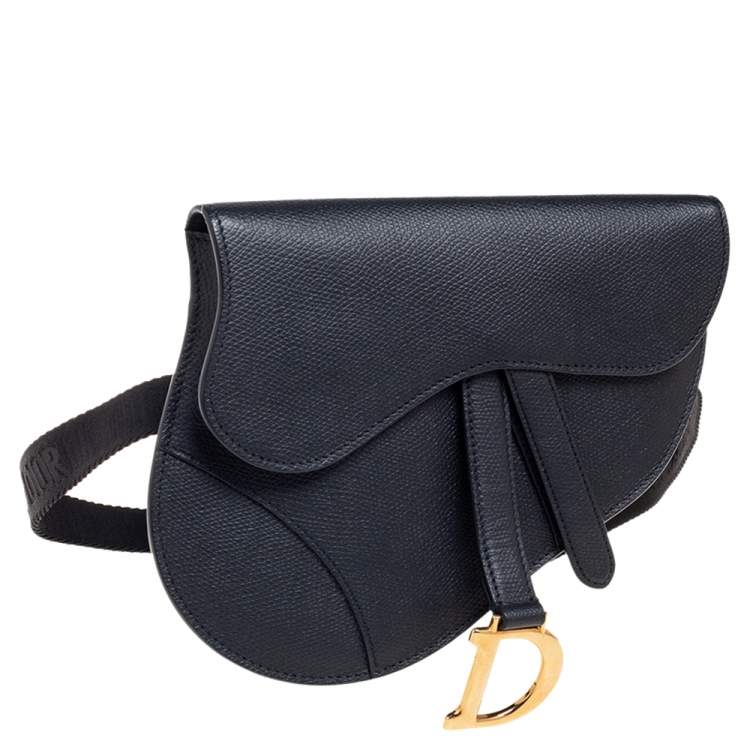 Pre Owned Dior Black Leather Saddle Belt Bag