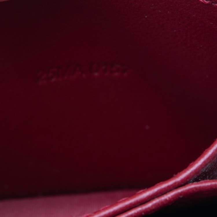 Pre Owned  Dior Red Cannage Patent Leather Lady Dior Gusset Card Case 
